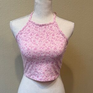 NWT BP Light Pink Floral Halter Crop Top, Size M